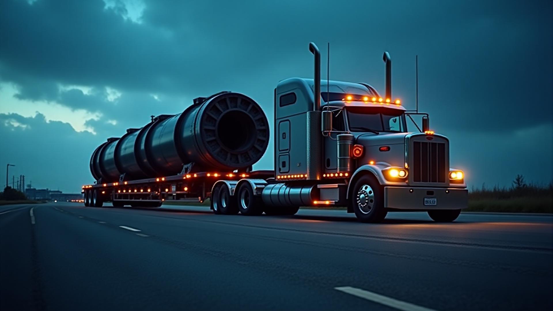 Mallory Trucking specialized multi-axle trailer transporting massive industrial equipment