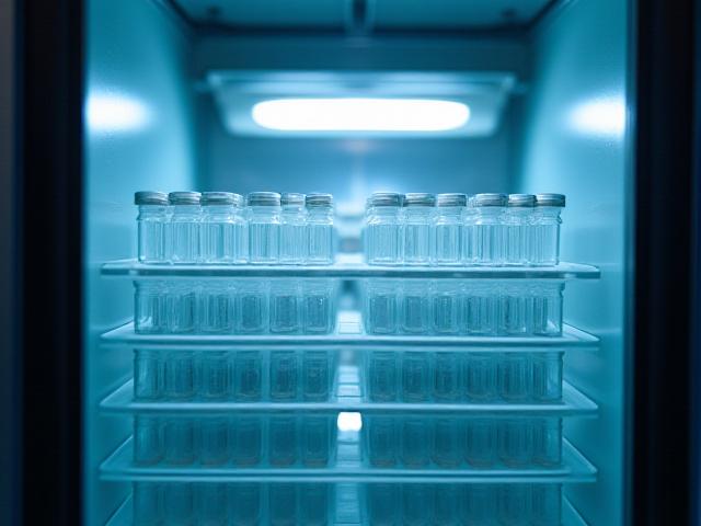 Medical vials stored in cold storage