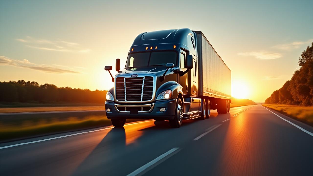 Mallory Trucking fleet operating on a Midwest highway under a cinematic sky