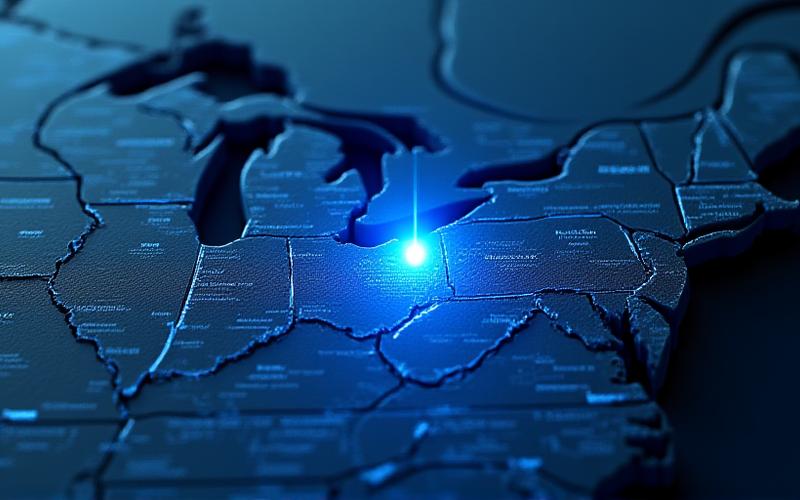 Map of the Midwest highlighting the 250-mile focus zone centered in Fort Wayne, IN